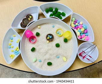 Easter Sensory Bin In A Preschool Classroom