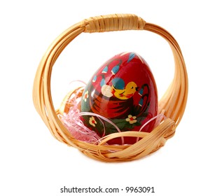 easter small basket with painted egg