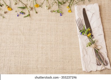 Easter Spring Table Setting, Lunch Dinner  Food Menu Background