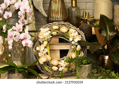 Easter, Spring Wreath To Hang On The Door