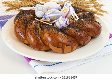 Easter Sweet Bread  With Eggs.