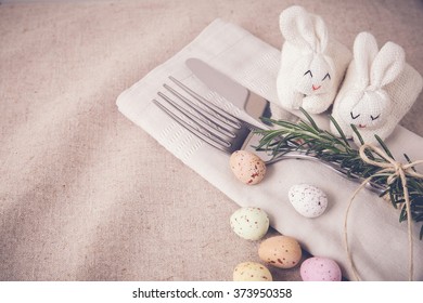 Easter Table Setting, Lunch Dinner  Food Menu Background