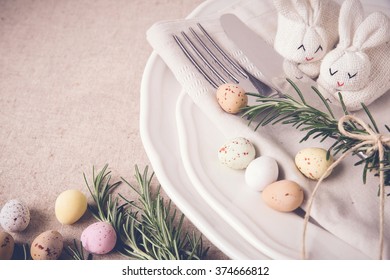 Easter Table Setting, Lunch Dinner  Food Menu Background