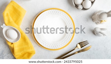 Similar – Image, Stock Photo Elegant spring table setting with nest and eggs