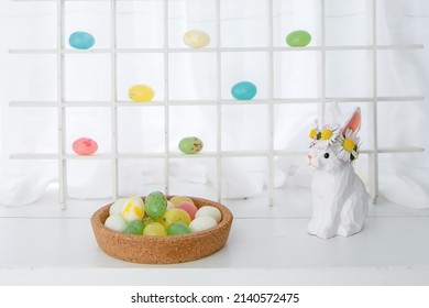 Easter wooden bunny with candy - eggs