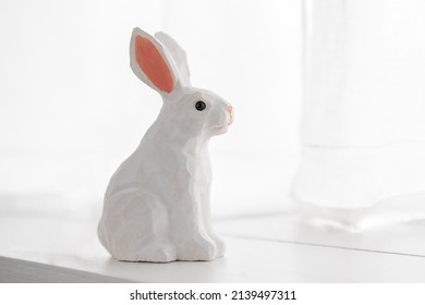 Easter wooden handmade white bunny