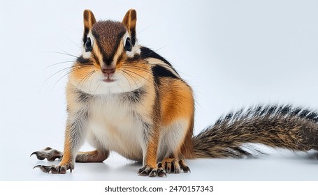 eastern chipmunk - Tamias striatus - is a species found in eastern North America and the only living member of the genus Tamias. Isolated on white background