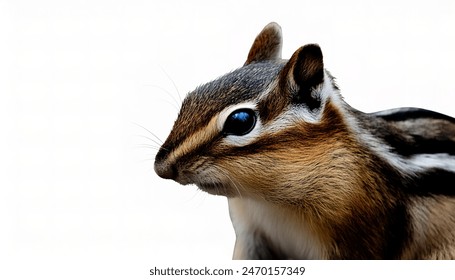 eastern chipmunk - Tamias striatus - is a species found in eastern North America and the only living member of the genus Tamias. Isolated on white background