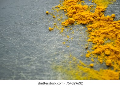 Eastern condiments scattered on a table at home. 
