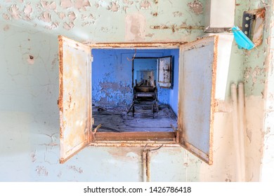 Eastern Europe, Ukraine, Pripyat, Chernobyl. Ruins Of Post Office. Mail Sorting Facility.