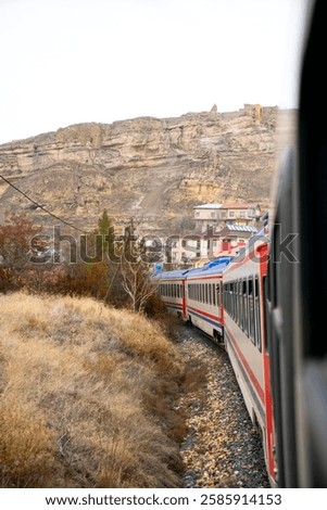 Eastern Express Train. View of the outside and the carriages through the windows of the Ankara-Kars Eastern Express train accompanied by the road view.