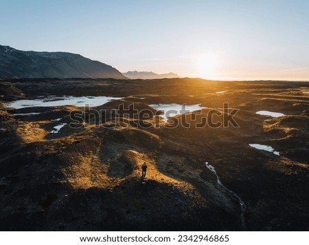 Similar – Image, Stock Photo Midnight mood at the polar sea, beach hiker