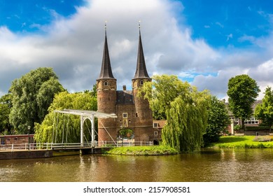 Eastern Gate in Delft in a beautiful summer day, The Netherlands