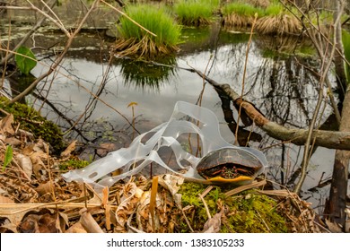 Eastern Painted Turtle Stuck In A Plastic Six Pack Ring.