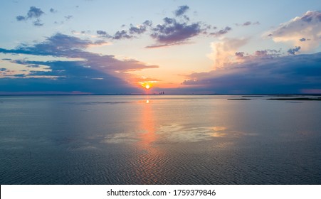 Eastern Shore Of Mobile Bay On The Alabama Gulf Coast At Dusk