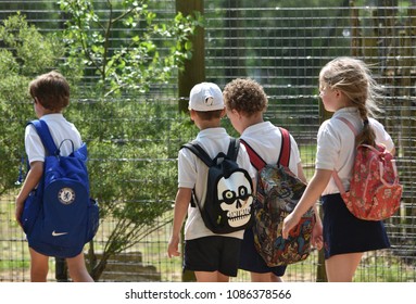 Eastleigh, Hampshire, UK. May 8 2018. Young School Children On A Field Trip 