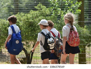 Eastleigh, Hampshire, UK. May 8 2018. Young School Children On A Field Trip 