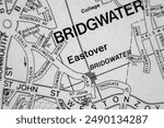 Eastover - Avon and Somerset, United Kingdom colour atlas map town name in black and white