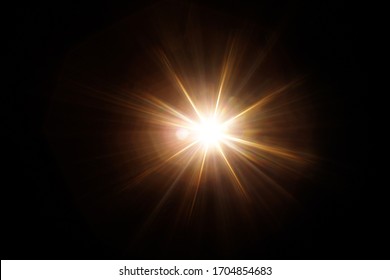 Easy to add lens flare effects for overlay designs or screen blending mode to make high-quality images. Abstract sun burst, digital flare, iridescent glare over black background. - Shutterstock ID 1704854683