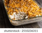 Easy baked chicken, rice, cheese, and green bean casserole recipe