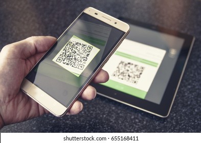 Easy Bitcoin QR Code Payment Transaction Mobile Smartphone And Tablet Devices