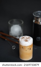 Easy Iced Cappuccino Top Up With Foam And Cocoa Powder