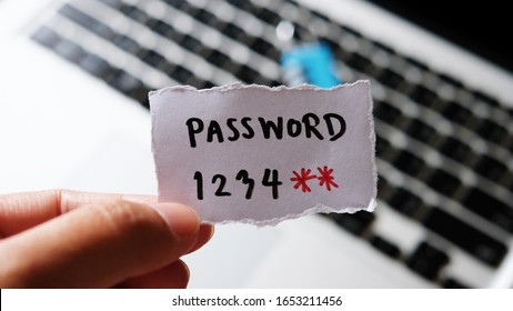 Easy Password concept. My password 1234** written on a paper with marker.