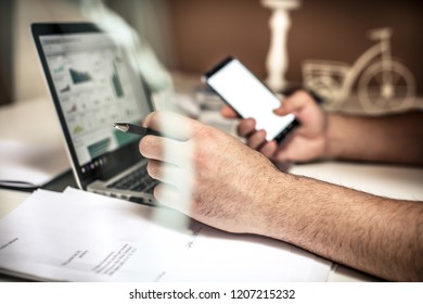 Easy with technology. Businessman using technology. Close up.