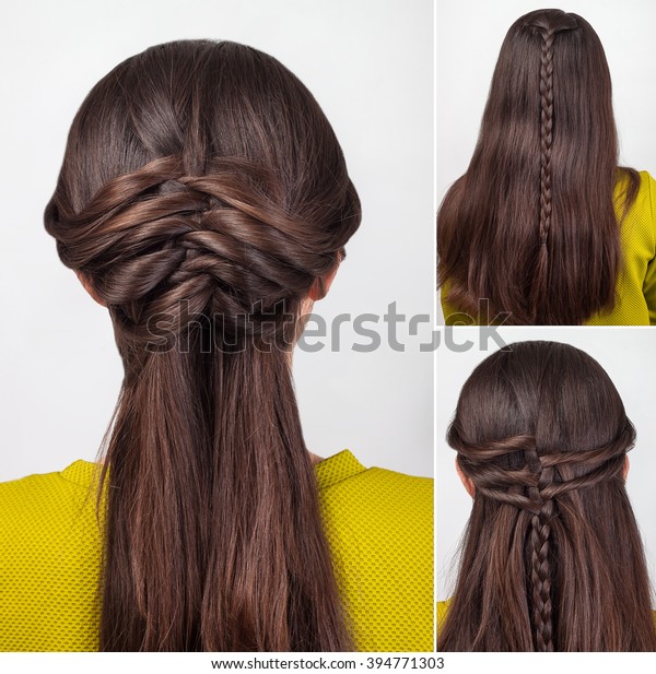 Easy Twisted Hairstyle Long Hair Tutorial Stock Photo Edit Now