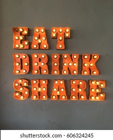 Eat And Drink Neon Sign For Cafes And Restaurants