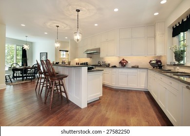Eating area and island in kitchen - Shutterstock ID 27582250
