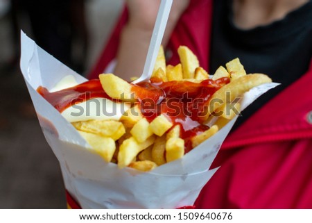 Similar – Image, Stock Photo fries Food Sausage