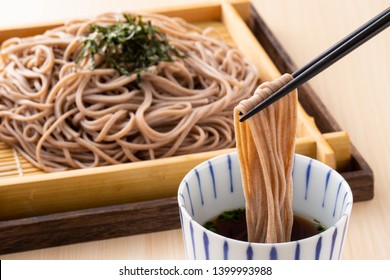 Eating Soba Noodles At A Japanese Soba Noodle Shop