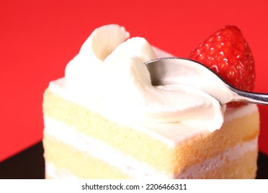 Eating Strawberry Shortcake With Spoon