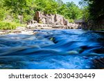 Eau Claire River running through the Dells of the Eau Claire Park in Aniwa, Wisconsin, horizontal
