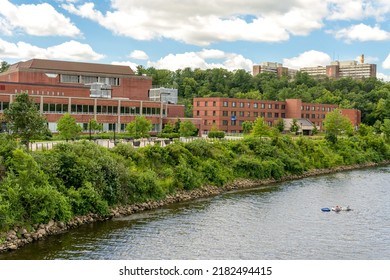 EAU CLAIRE, WI, USA - JULY 24, 2022: Eau Claire River And Camps Vists Of The University Of Wisconsin-Eau Claire.