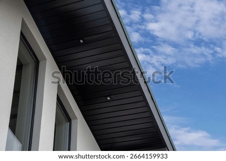 Eaves soffit cladding with black panel and soffit light