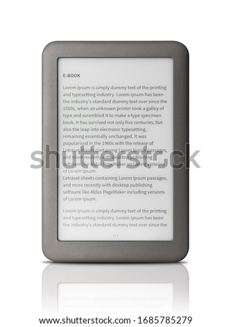 E-book on tablet pc touchpad isolated on white background. With clipping path