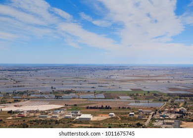 Ebro River And Delta, With Flooded Rice Fields In Terres De L'Ebre In Catalonia, Spain