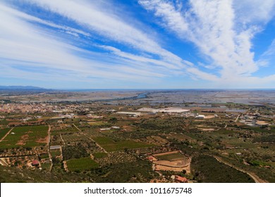 Ebro River And Delta, With Flooded Rice Fields In Terres De L'Ebre In Catalonia, Spain