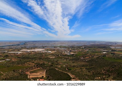 Ebro River And Delta, With Flooded Rice Fields In Terres De L'Ebre In Catalonia, Spain