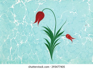 Ebru, Turkish Marbling Art Background