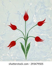 Ebru, Turkish Marbling Art Background