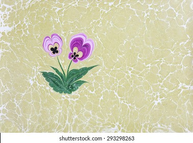 Ebru, Turkish Marbling Art, Violet Flower