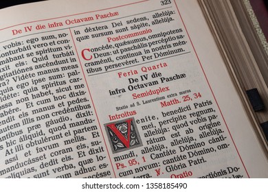 Echternach / Luxembourg - 03 10 2019: Catholic Liturgical Book. Order Of Mass In Latin. The Extraordinary Rite.