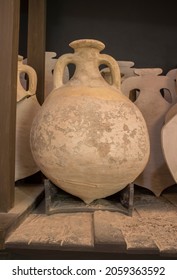 Ecija, Spain - April 21th, 2019: Roman Amphorae For Olive Oil, Stored At Hold Ship As Ancient Times Trade. Ecija History Museum