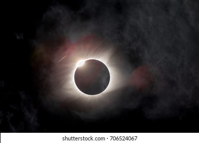 Eclipse 2017 with moody clouds