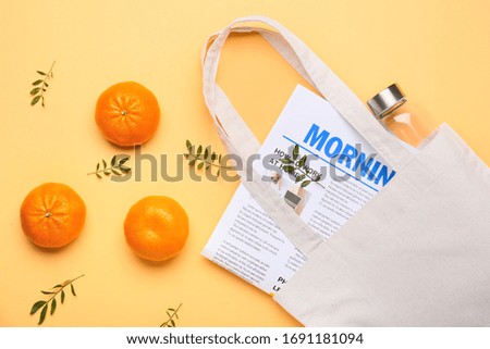 Similar – Image, Stock Photo Yellow and orange fruit and vegetables around white plate