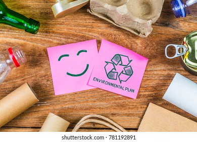 Eco Concept With Recycling Symbol On Table Background Top View?
Environmental Protection Plan