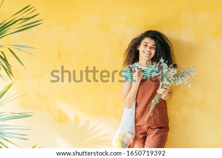 Image, Stock Photo Gelbe Blume auf grüner Wiese